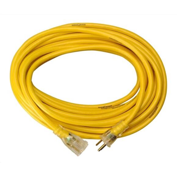 Yellow Jacket Heavy Duty Extension Cord, 25Ft, 12 Gauge, 3 Conductor,Lighted End